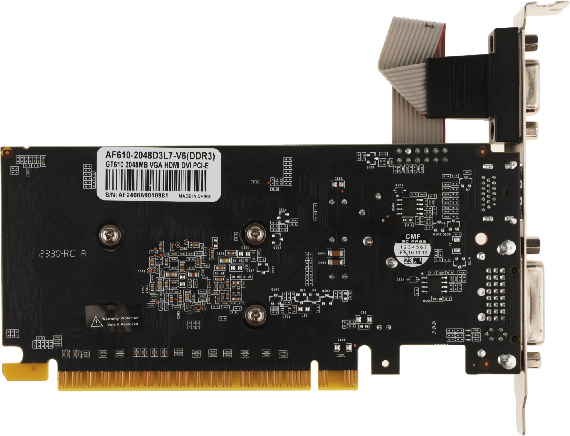 Видеокарта Afox PCI-E 3.0 AF610-2048D3L7-V6 NVIDIA GeForce GT 610 2Gb 64bit GDDR3 810/1333 DVIx1 HDM