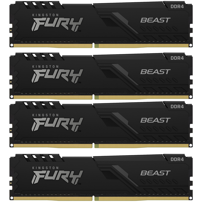 Память DDR4 4x32GB 3200MHz Kingston KF432C16BBK4/128 Fury Beast Black RTL Gaming PC4-25600 CL16 DIMM