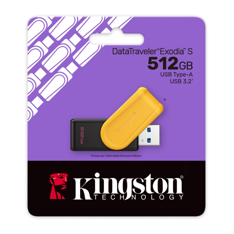Флеш Диск Kingston 512GB DataTraveler Exodia S DTXS/512GB USB3.0 желтый/черный