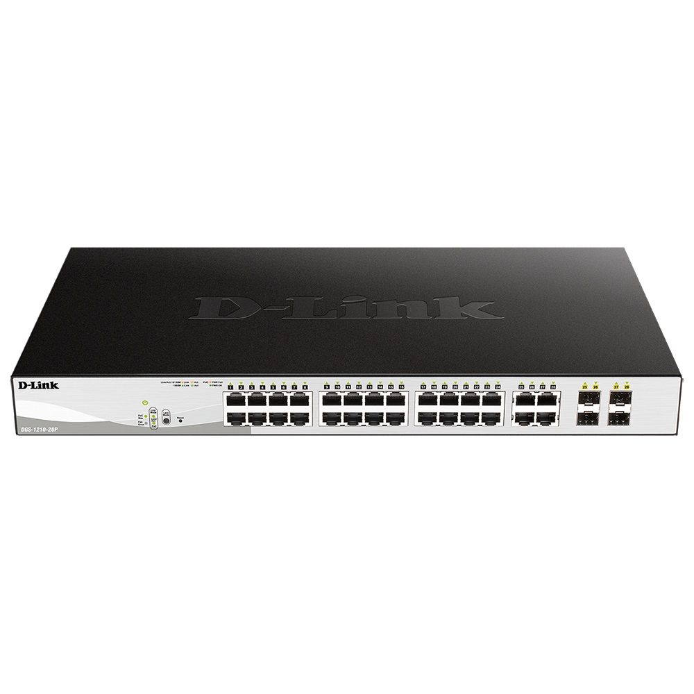 Коммутатор D-Link DGS-1210-28P/FL1A 28x1Гбит/с 4xКомбо(1000BASE-T/SFP) 24PoE 193W управляемый