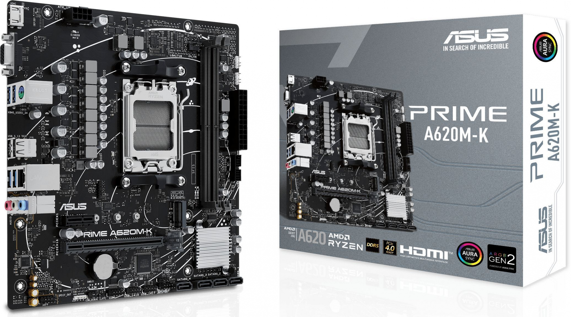 Материнская плата Asus PRIME A620M-K Socket AM5 AMD A620 2xDDR5 mATX AC`97 8ch(7.1) GbLAN RAID+VGA+H