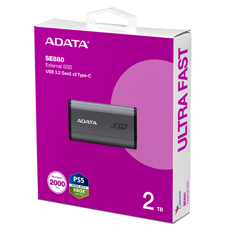 Твердотельный накопитель ADATA External SSD SE880, 4000GB, USB 3.2 Gen2 Type-C, up to R/W 2000/2000 