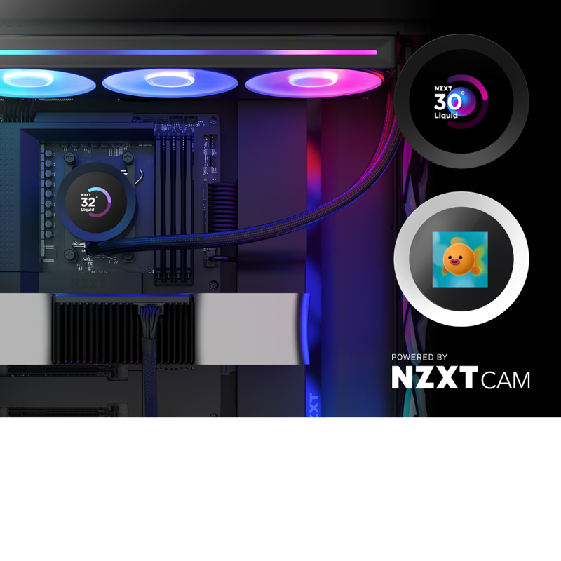 Система жидкостного охлаждения NZXT Kraken Plus 360 RGB V2 (260W, 360mm, LED temp., Black, RGB/ Fans