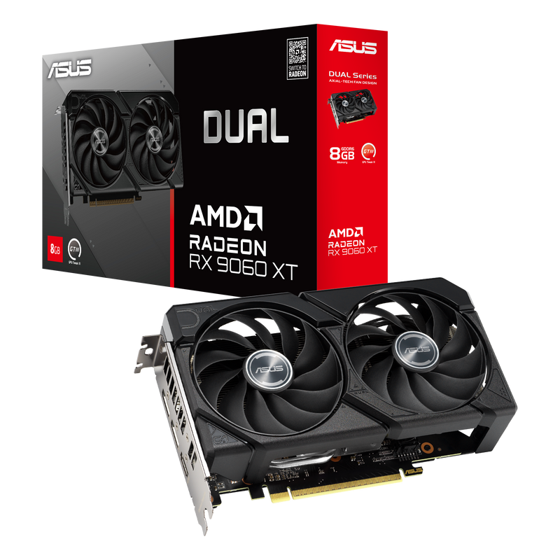 Видеокарта Asus PCI-E 5.0 DUAL-RX9060XT-8G AMD Radeon RX 9060XT 8Gb 128bit GDDR6 2550/20000 HDMIx1 D