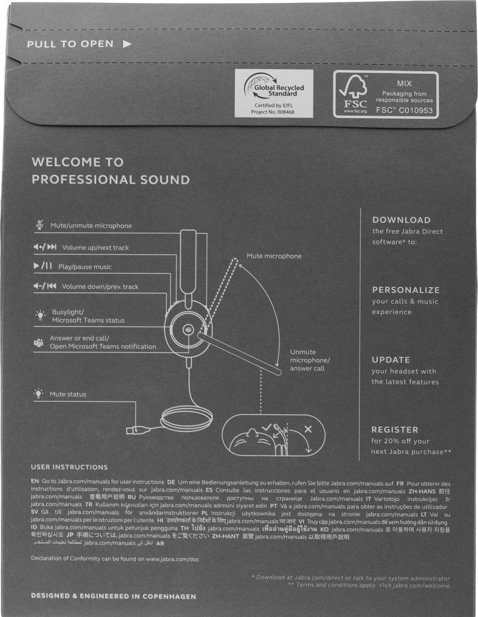 Наушники с микрофоном Jabra Evolve2 40 черный накладные USB оголовье (24189-999-999)