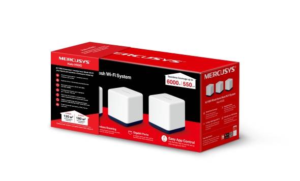 Бесшовный Mesh роутер Mercusys Halo H50G (HALO H50G(3-PACK)) AC1900 10/100/1000BASE-TX белый (упак.:
