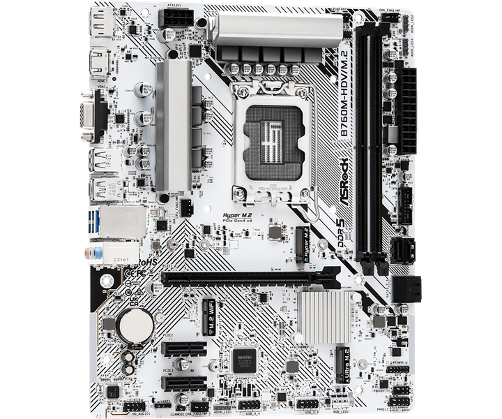 Материнская плата Asrock B760M-HDV/M.2 Soc-1700 Intel B760 2xDDR5 mATX AC`97 8ch(7.1) 2.5Gg RAID+VGA