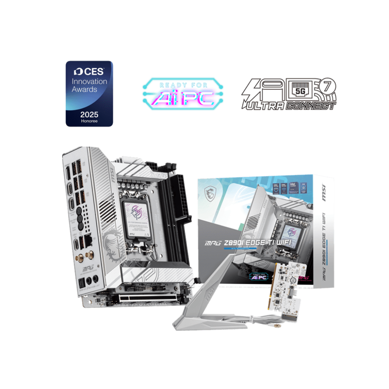 Материнская плата MSI MPG Z890I EDGE TI WIFI Soc-1851 Intel Z890 2xDDR5 mini-ITX AC`97 8ch(7.1) 5Gig