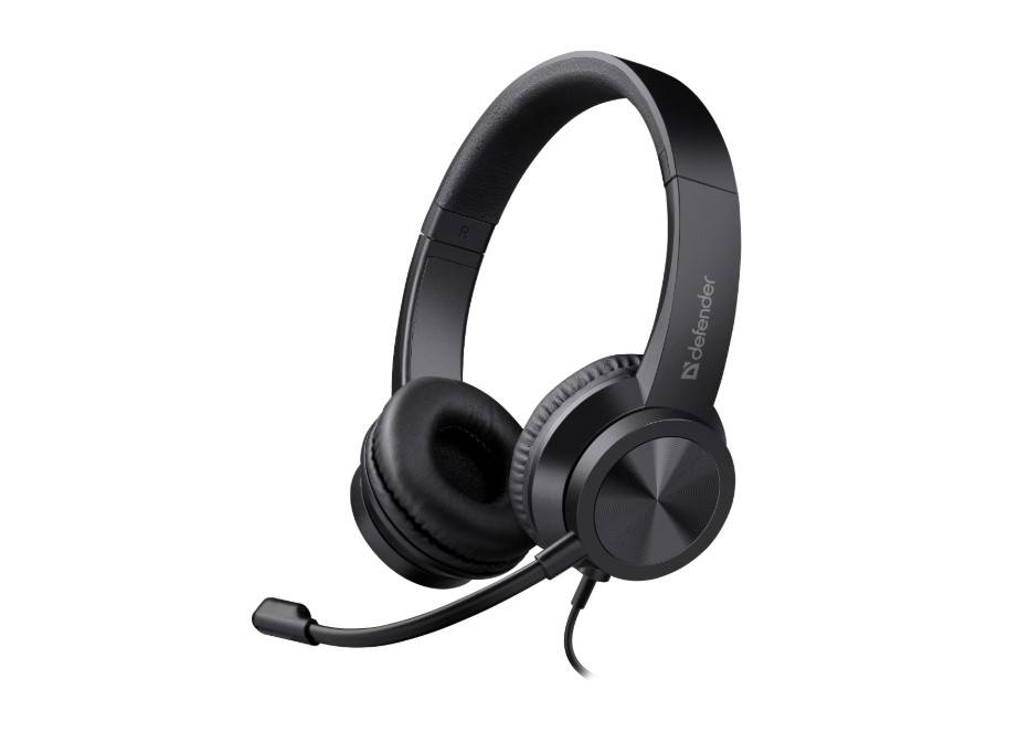Наушники с микрофоном Defender Tune черный 1.8м накладные оголовье (63151)