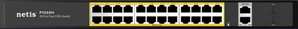 Коммутатор Netis P124GH (L2) 24x100Мбит/с 2x1Гбит/с 1xКомбо(1000BASE-T/SFP) 1SFP 24PoE 24PoE+ 360W н