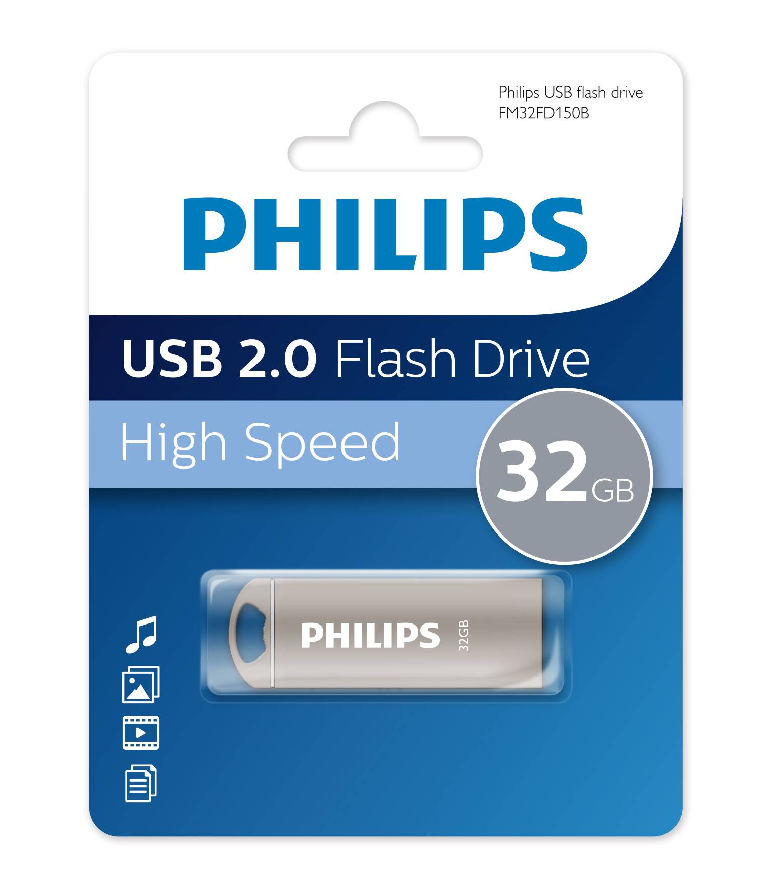 Флеш накопитель 32GB PHILIPS IRON 2.0 32GB, USB 2.0