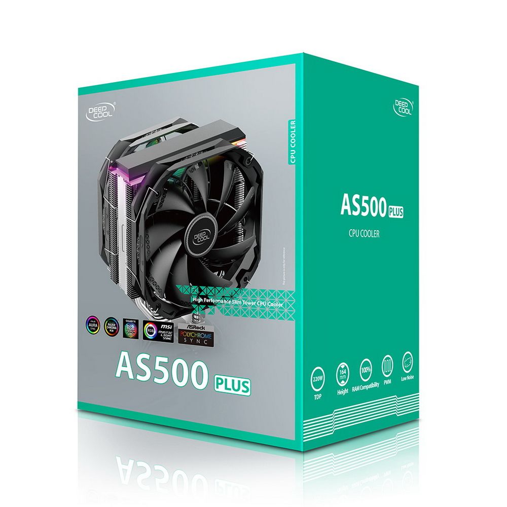 Кулер для процессора DEEPCOOL AS500 PLUS LGA20XX/1700/1200/115X/AM5/AM4 (8шт/кор, TDP 220W, PWM, ARG