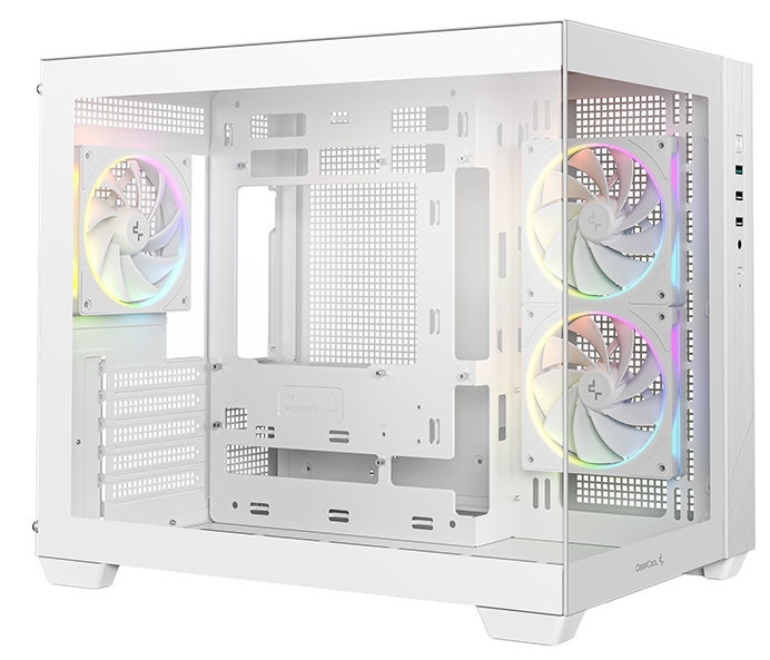 корпус Deepcool CG330 3F WH без БП, боковое окно (панорама), 3x120mm ARGB PWM вентилятора, белый, mA