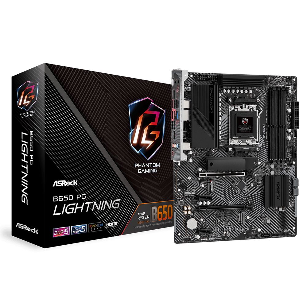 Материнская плата Asrock B650 PG LIGHTNING Socket AM5 AMD B650 4xDDR5 ATX AC`97 8ch(7.1) 2.5Gg RAID+