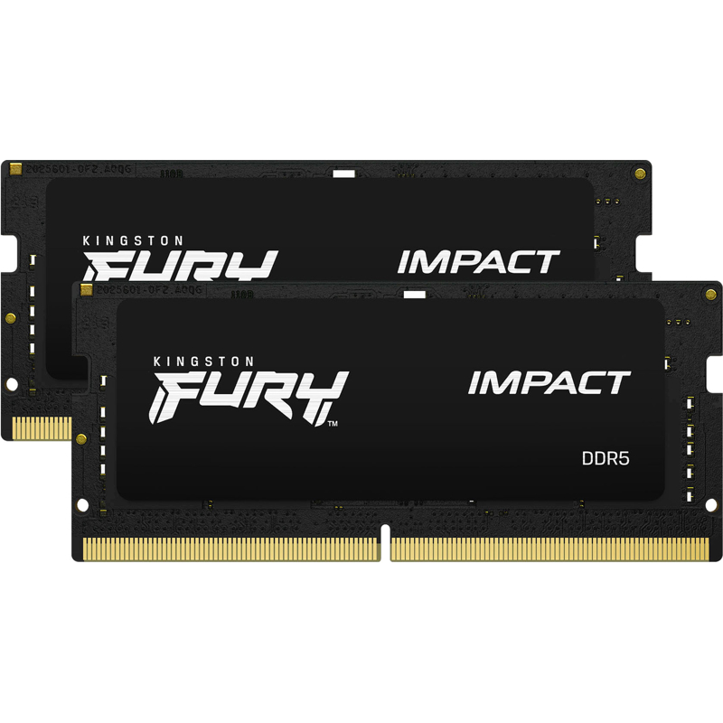 Оперативная память Kingston DDR5 32GB 6000MT/s CL38 1,35V SODIMM kit (2x16GB) FURY Impact PnP