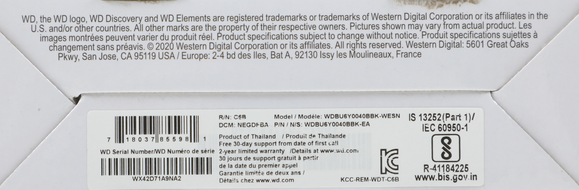 Жесткий диск WD USB3.0 4TB WDBU6Y0040BBK-WESN Elements Portable 2.5" черный