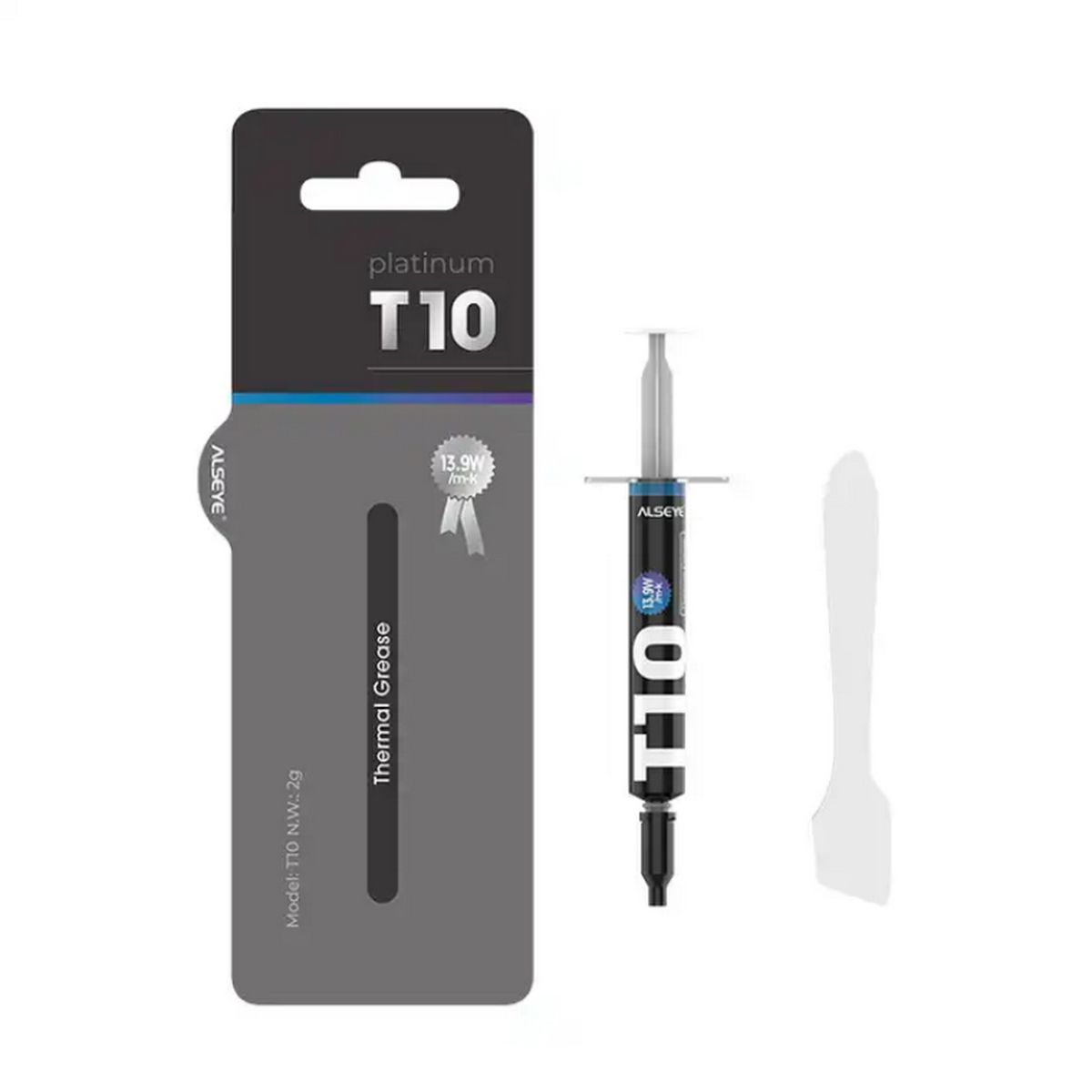 Термопаста ALSEYE T10 Thermal conductivity: 13.9W/m-k
 Color: Gray
 Conductivity: non-conductive spe