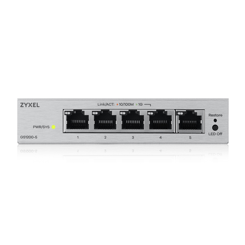Коммутатор Web Smart L2 коммутатор Zyxel GS1200-5v3, 5xGE, настольный, бесшумный