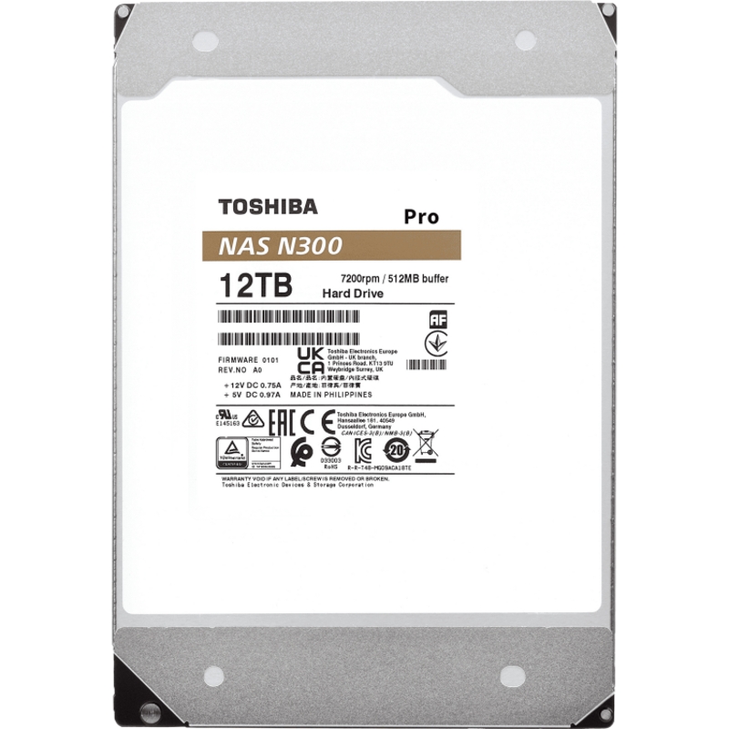 Жесткий диск Toshiba N300 Pro NAS SATA3 3.5" 12TB 7200 512Mb 6Gb/s 1 year warranty (replacement ST12