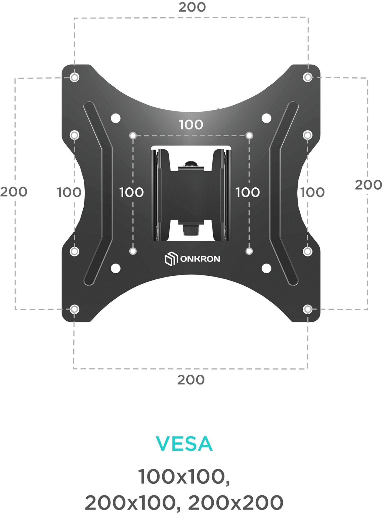 Кронштейн для телевизора Onkron M2S черный 17"-43" макс.35кг настенный поворот и наклон