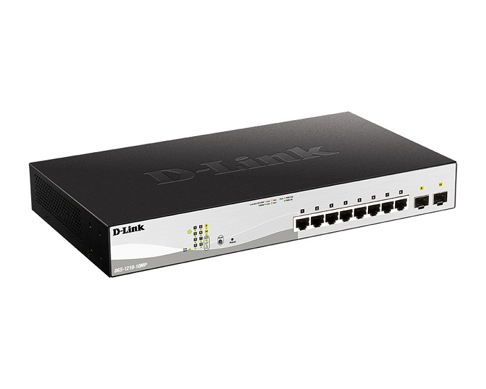 Коммутатор D-Link DGS-1210-10MP/F1A 8x1Гбит/с 2SFP 8PoE 130W настраиваемый