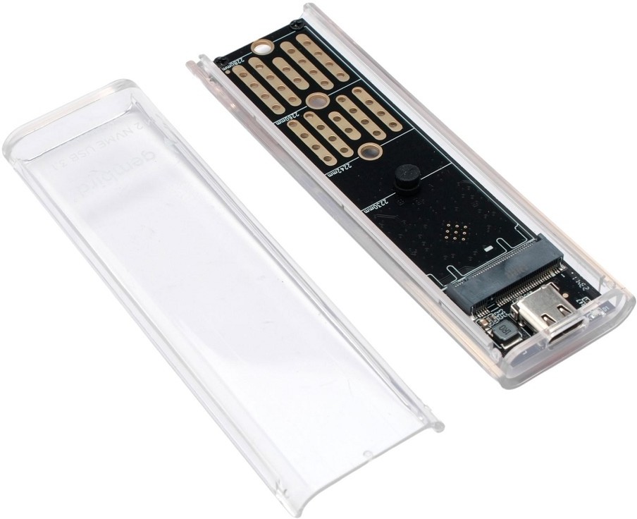 Gembird EEM2-NVME-2 Внешний корпус USB 3.1 для M2 NVME порт Type-С, пластик, прозрачный
