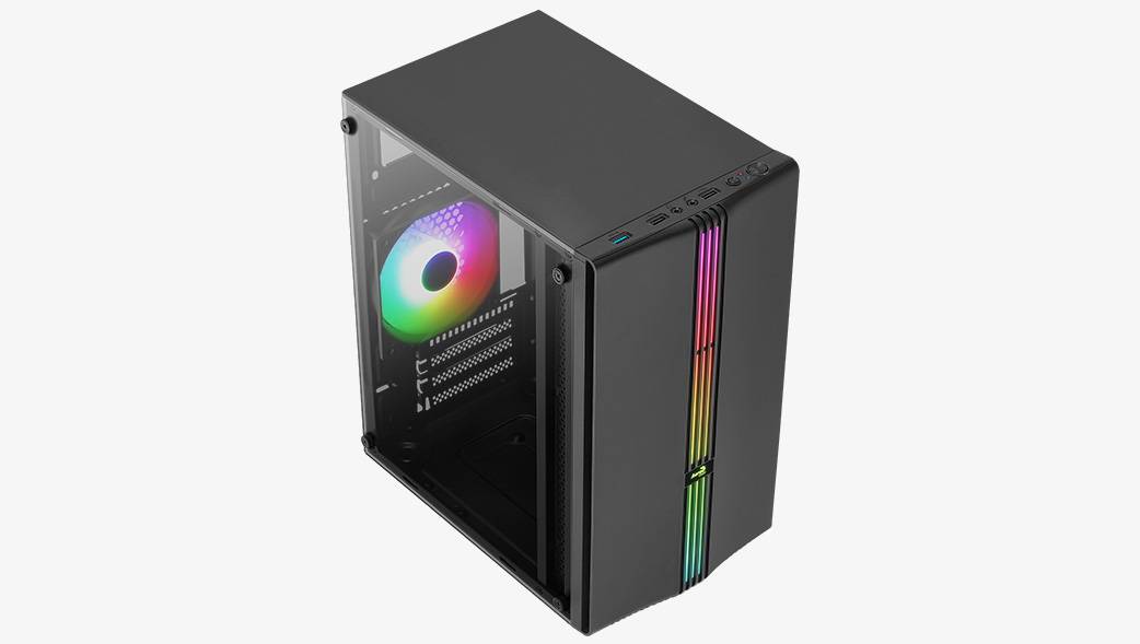 Корпус AeroCool Evo Mini-G-BK-v1 Black Micro ATX/mini-ITX, без БП, Steel, Plastic, Tempered Glass (4