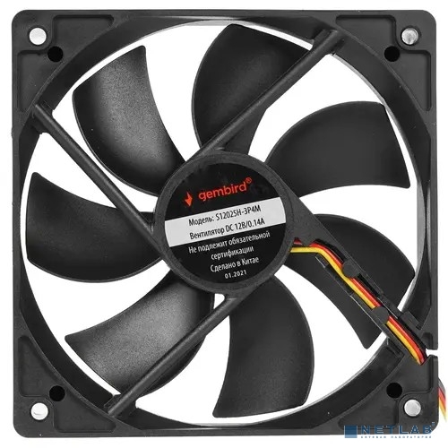 Gembird Вентилятор 120x120x25, гидрод., тихий, 3 pin/4pin Molex, провод 30 см (S12025H-3P4M)
