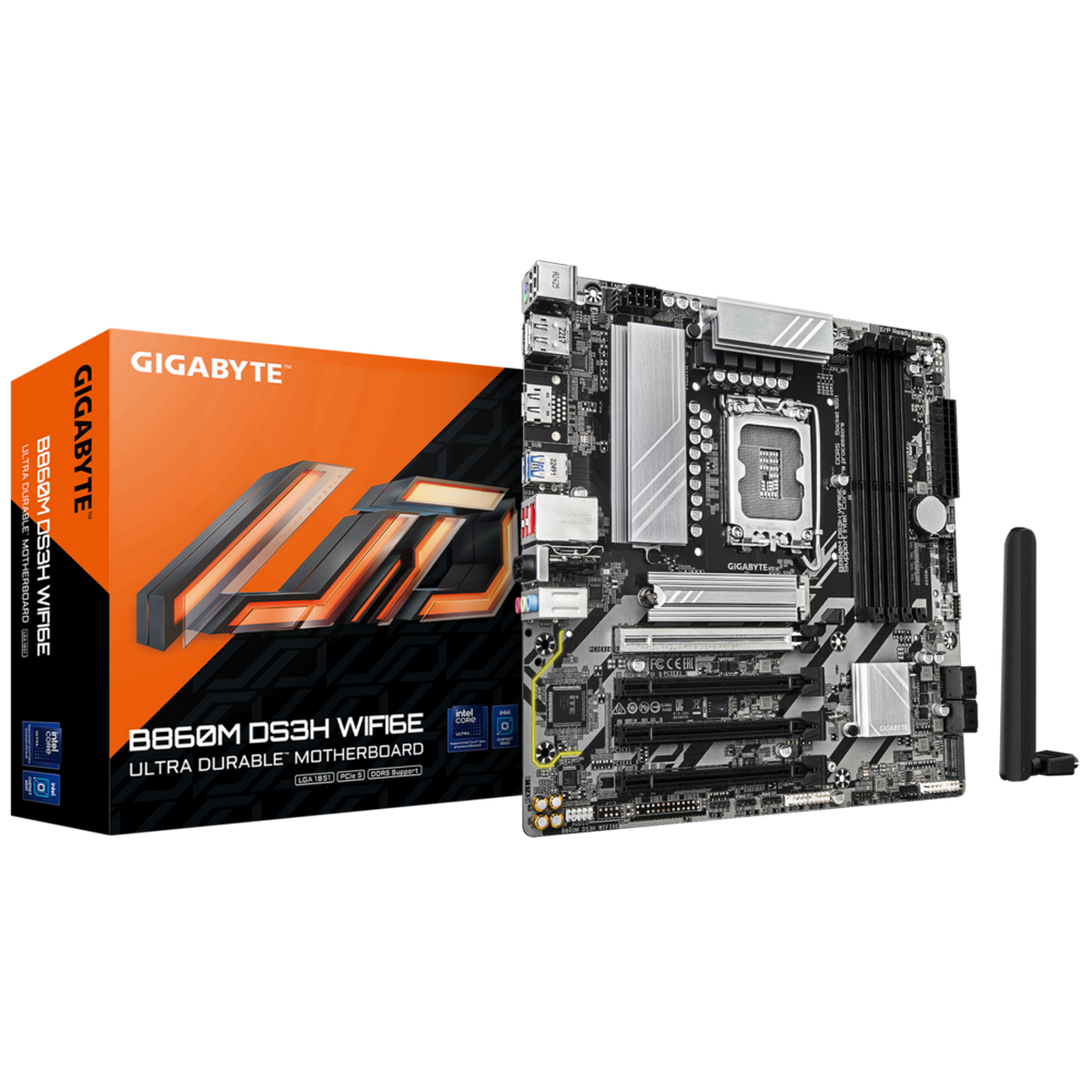 Материнская плата GIGABYTE B860M DS3H WIFI6E, LGA1851, B860, 4*DDR5, 4*SATA, 2*M.2,USB 3.2, 4*USB 2.