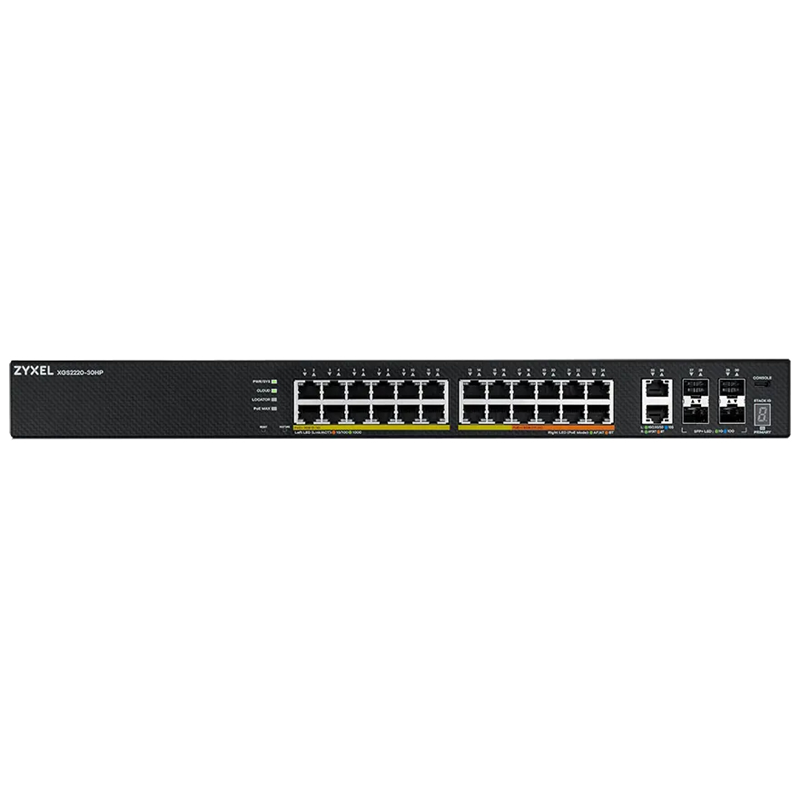 Коммутатор Zyxel XGS2220-30HP-EU0101F (L3) 24x1Гбит/с 2x10Гбит/с 4SFP+ 16PoE+ 8PoE++ 400W управляемы