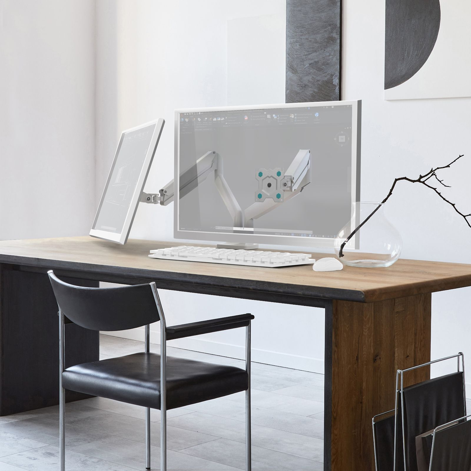 Кронштейн для мониторов Onkron G200 белый 13"-32" макс.18кг настольный поворот и наклон верт.перемещ