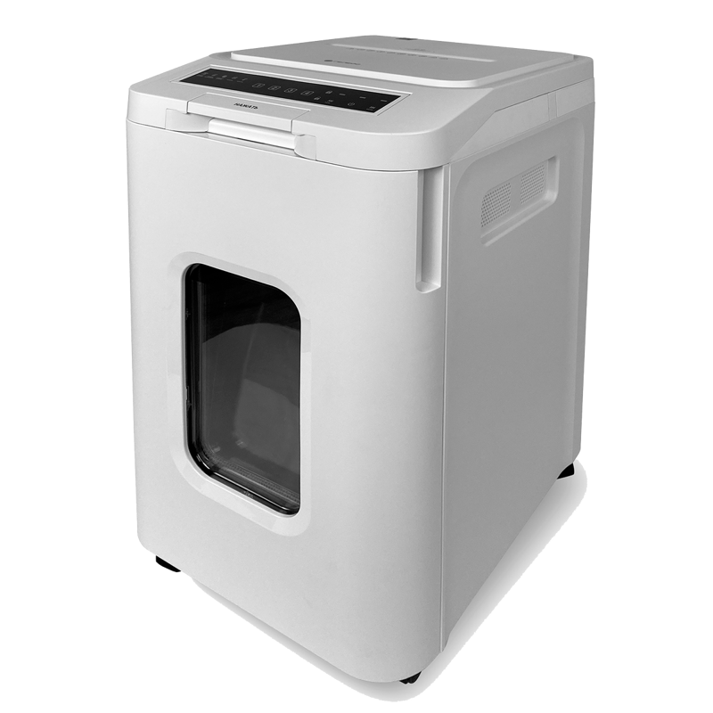 Шредер Heleos АП55-5 белый с автоподачей (секр.P-5) фрагменты 13лист. 55лтр. скрепки скобы пл.карты 