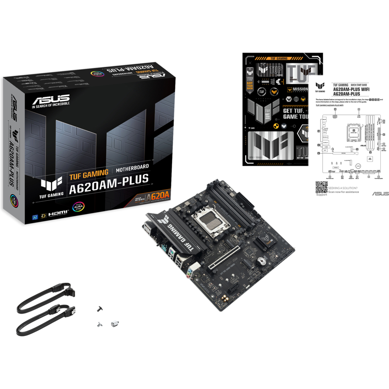 Материнская плата ASUS TUF GAMING A620AM-PLUS, AM5, A620A, 4*DDR5, 4*SATA, 2*M.2, 2*USB 3.2, 4*USB 2
