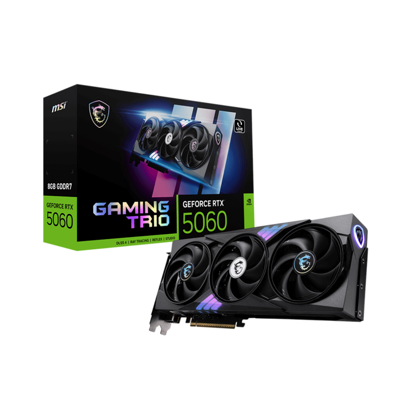 Видеокарта MSI PCI-E 5.0 RTX 5060 8G GAMING TRIO NVIDIA GeForce RTX 5060 8Gb 128bit GDDR7 2497/28000