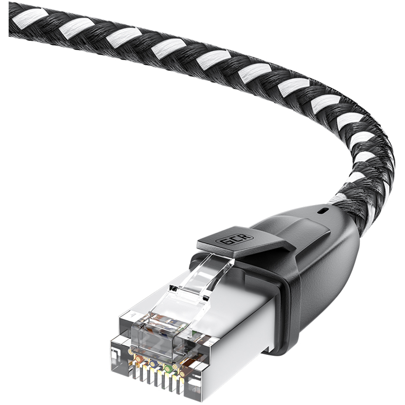 Greenconnect RJ45(m) - RJ45(m) Cat. 6 UTP нейлон 5.0м чёрно-белый