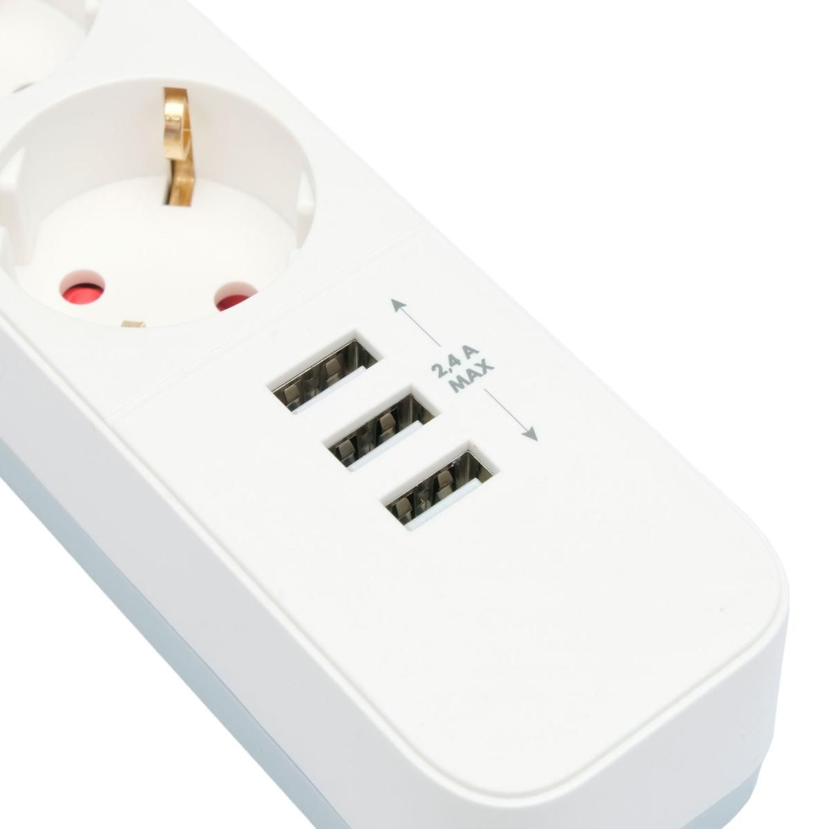 Гарнизон Сетевой фильтр 2.0 EPS-4-U3-W-2  Мультипорт, 4р, 10А, 3xUSB, 2м, ур.защиты 2+, белый, пакет