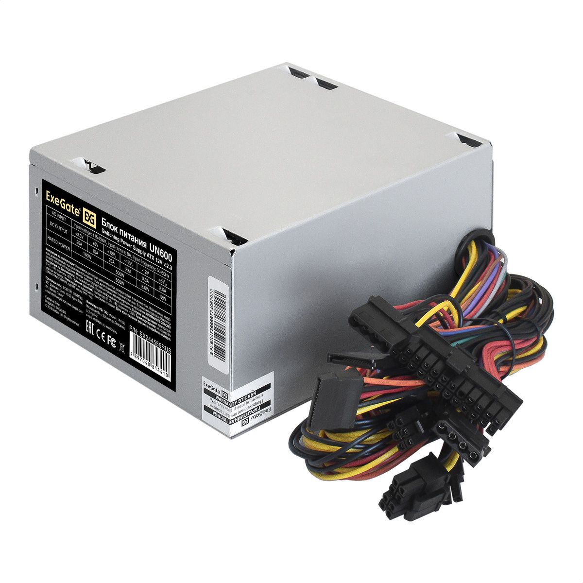 Exegate EX244556RUS Блок питания 600W Exegate UN600, ATX, 12cm fan, 24+4pin, 6pin PCI-E, 4*SATA, 1*F