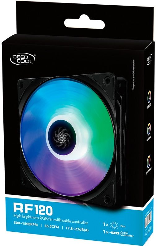 Вентилятор для корпуса Deepcool RF 120 RGB 120х120x25 черный 4-pin 27дБ (DP-FRGB-RF120-1C) Ret