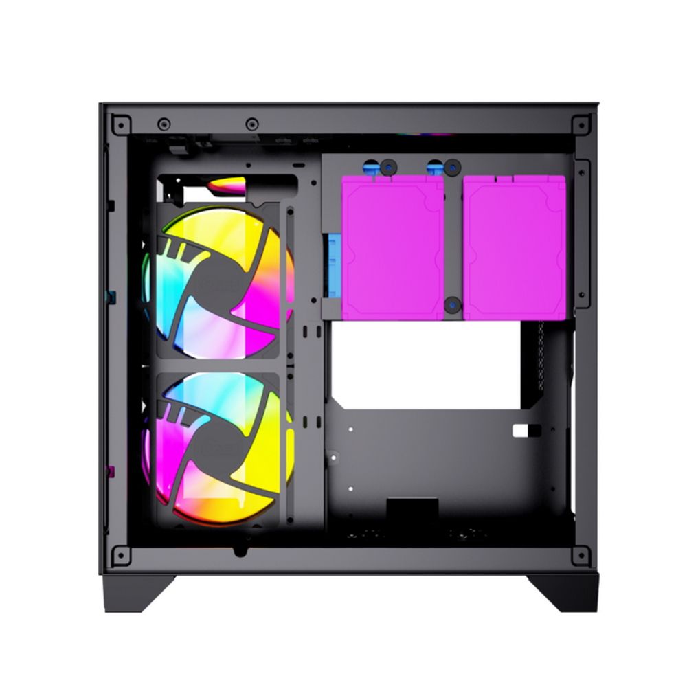 Корпус Powercase Корпус Powercase Vision Micro, Black, Tempered Glass, 4х 120mm 5-color fan, чёрный,