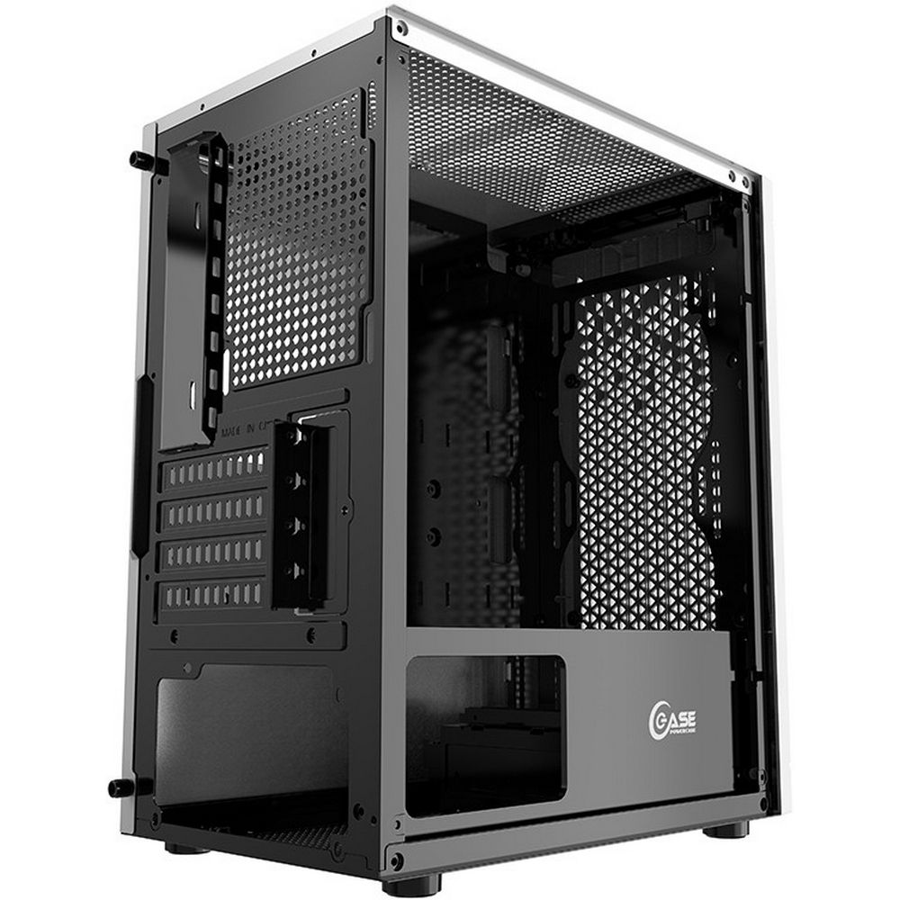 Корпус Powercase Mistral Micro Z3W Mesh LED, Tempered Glass, 2x 140mm + 1х 120mm 5-color fan, белый,