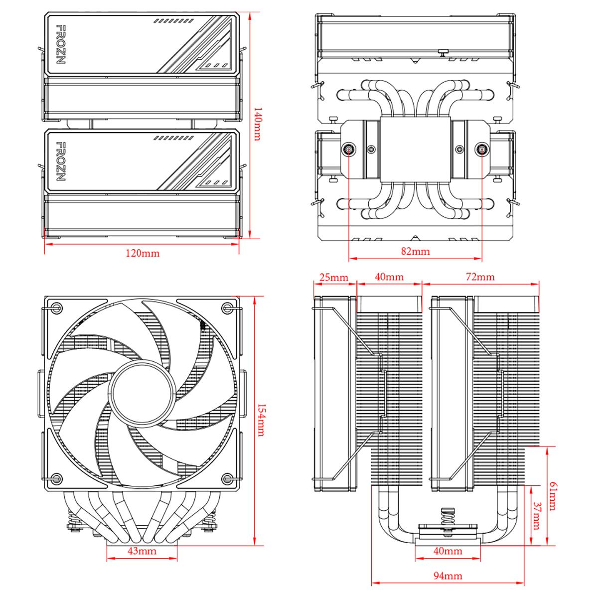 Устройство охлаждения(кулер) ID-Cooling Frozn A620 Soc-AM5/AM4/1200/1700/1851 черный 4-pin 29.85dB A