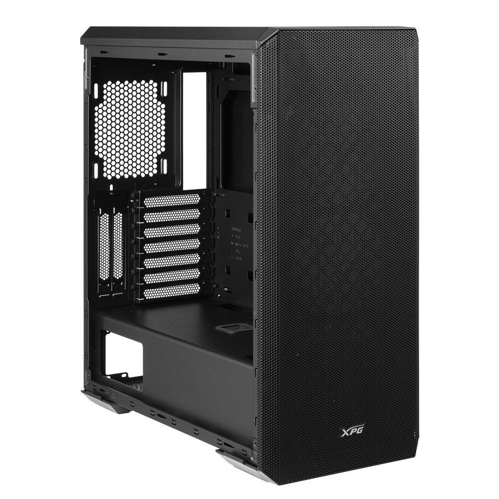 Корпус XPG DEFENDER BLACK [DEFENDER-BKCWW] (Midi-Tower, черный, TG, 120mm fan*3)