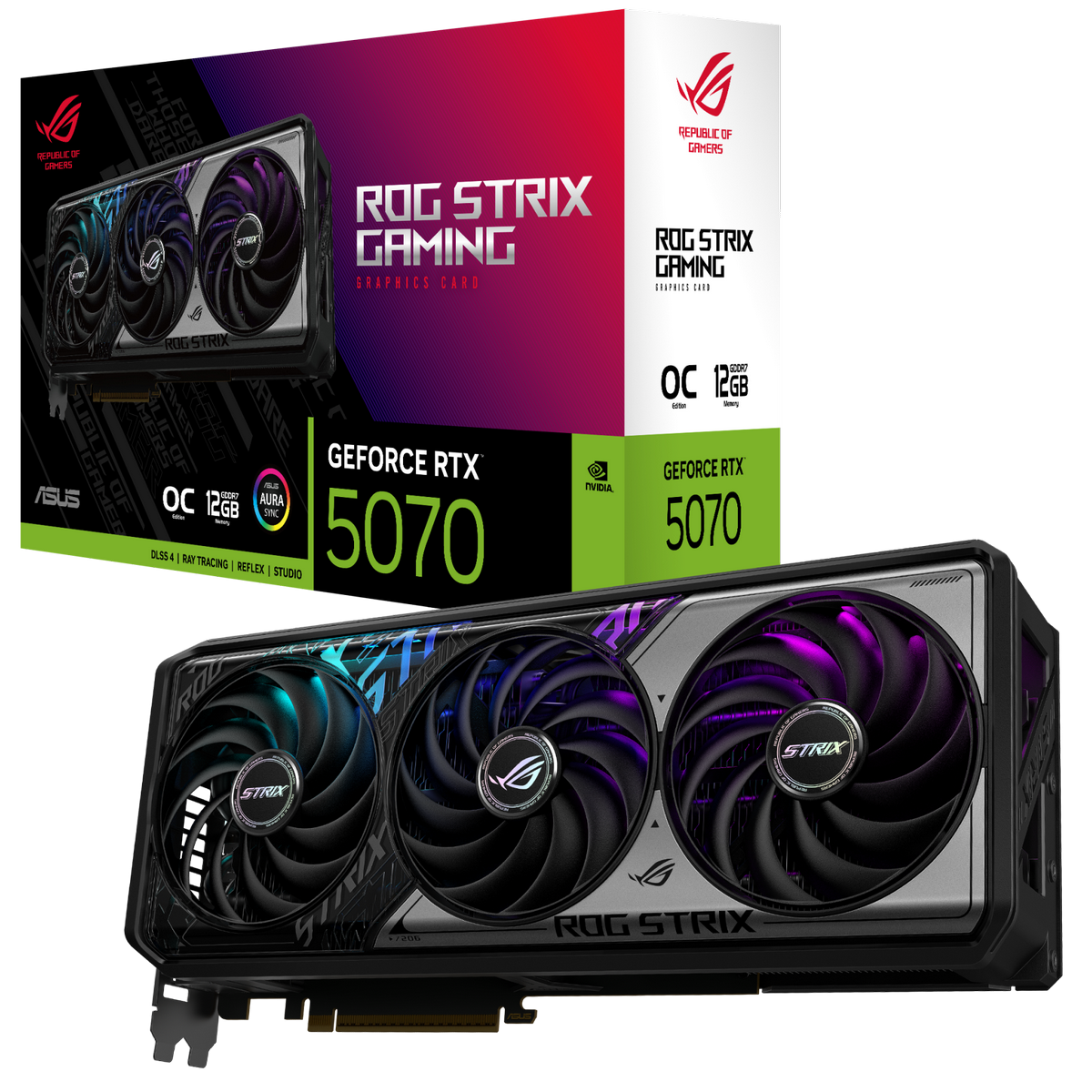 Видеокарта Asus PCI-E 5.0 ROG-STRIX-RTX5070-O12G-GAMING NVIDIA GeForce RTX 5070 12Gb 192bit GDDR7 26