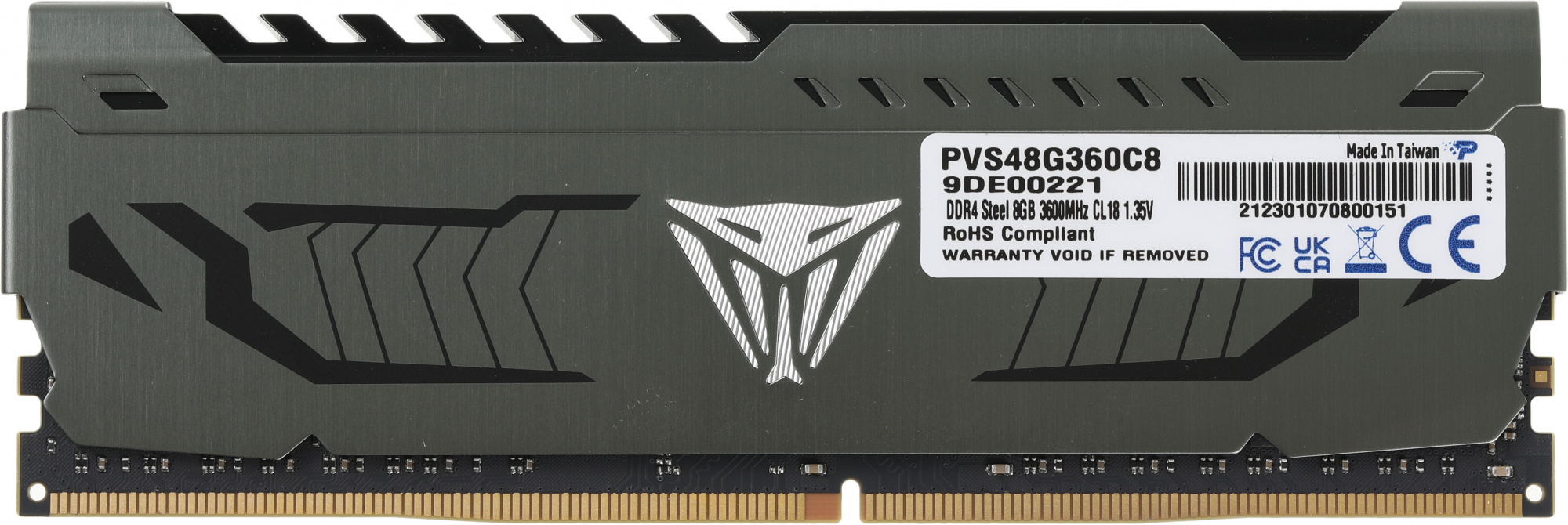 Память DDR4 8Gb 3600MHz Patriot PVS48G360C8 Viper Steel RTL Gaming PC4-28800 CL18 DIMM 288-pin 1.35В