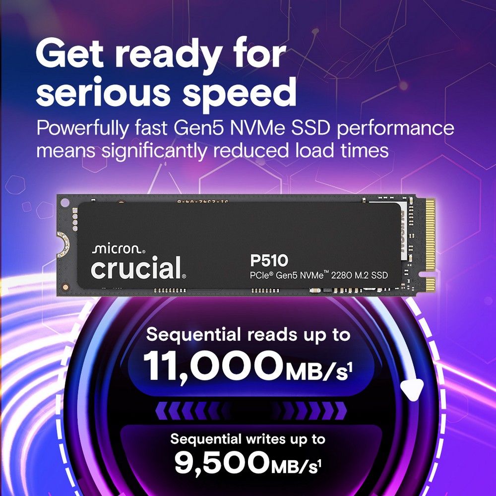 Твердотельный накопитель SSD Crucial P510 2TB PCIe Gen5 NVMe M.2 SSD CT2000P510SSD8
