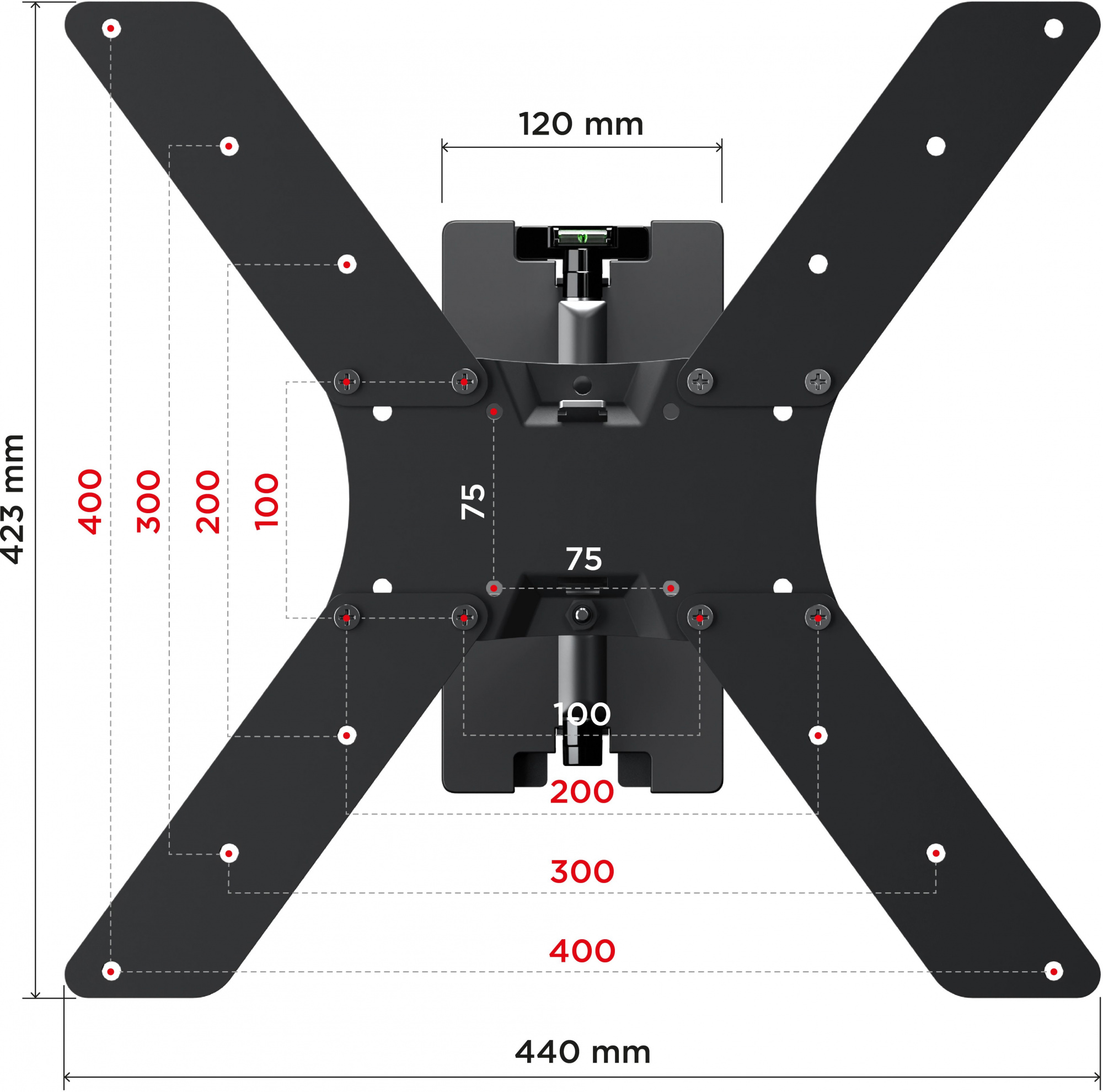 Кронштейн для телевизора Holder LCD-5566-B черный 32"-55" макс.45кг настенный поворотно-выдвижной и 