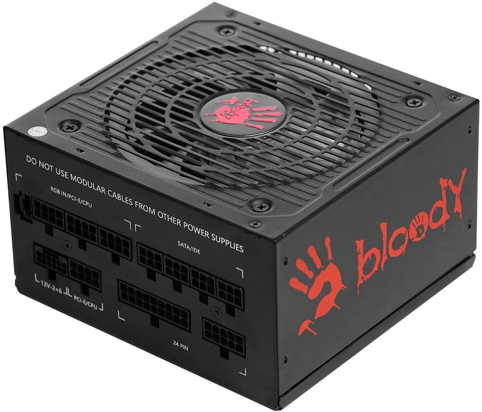 Блок питания Bloody ATX 750W BD-PS750G 80+ gold (20+4pin) APFC 120mm fan color LED 6xSATA Cab Manag 