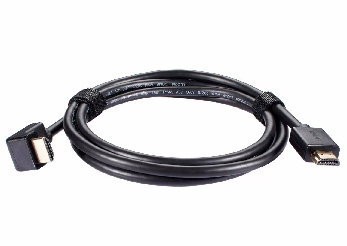 Кабель HDMI---HDMI ver 2.1 8K@60Hz угол 90град  1.5м, медь, Telecom <TCG256-1.5M>