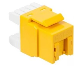 Модуль Модуль Keystone, RJ45, неэкранированный, кат.5E, со встроенной шторкой, 180 градусов, желтый