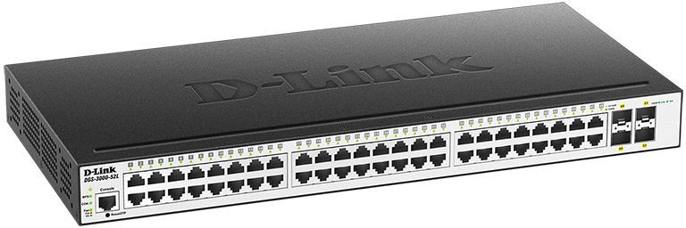 Коммутатор D-Link DGS-3000-52L/B1A (L2) 48x1Гбит/с 4SFP управляемый